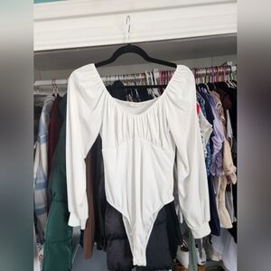 Altar'd State White Long Sleeve Bodysuit